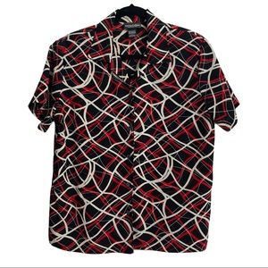 Notations Button Down Blouse with Attached Black Cami Size XL